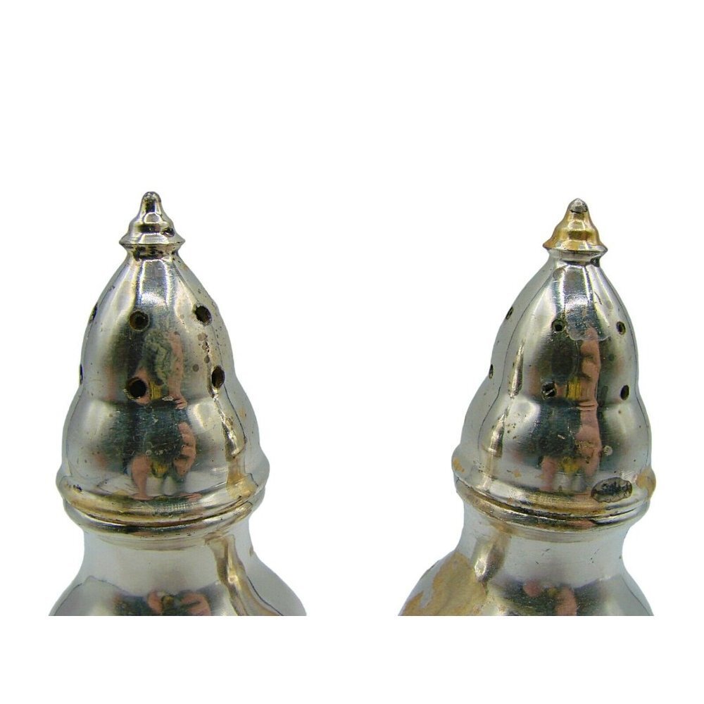 Salt and Pepper Shakers Silver Tone Made in USA #803 Regal MCM Glam Dinner Set 2 - Picture 3 of 12